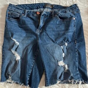 Torrid Distressed Bermuda Denim Shorts